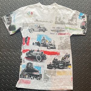 INDY 500 VINTAGE ALL OVER T-SHIRT LARGE NEW 90S RACING INDIANAPOLIS